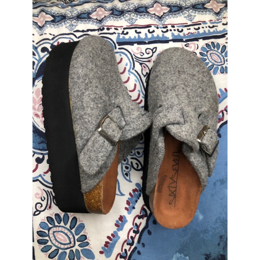 Sixtyseven Anthropologie grey wool felt platforms 37